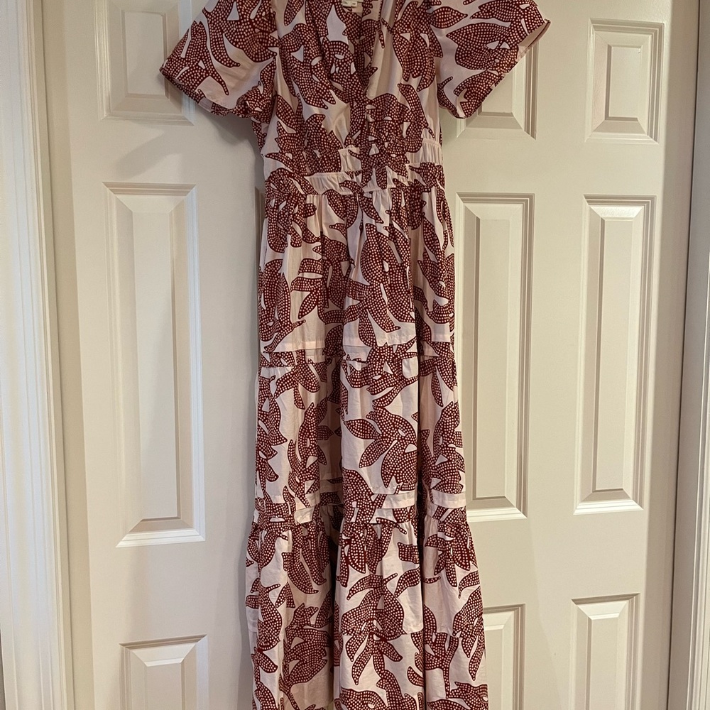 Great condition—worn ~3 times. 48” from shoulder to hem.